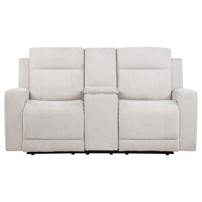  Coaster Furniture Kennett 610152P Chenille Upholstered Power Reclining Loveseat - Ivory IMAGE 1