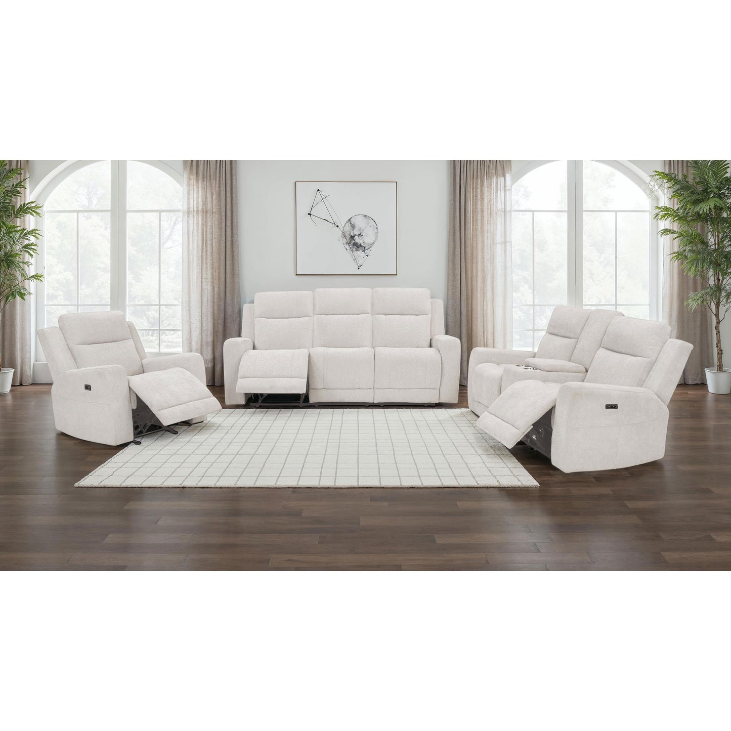  Coaster Furniture Kennett 610152P Chenille Upholstered Power Reclining Loveseat - Ivory IMAGE 11