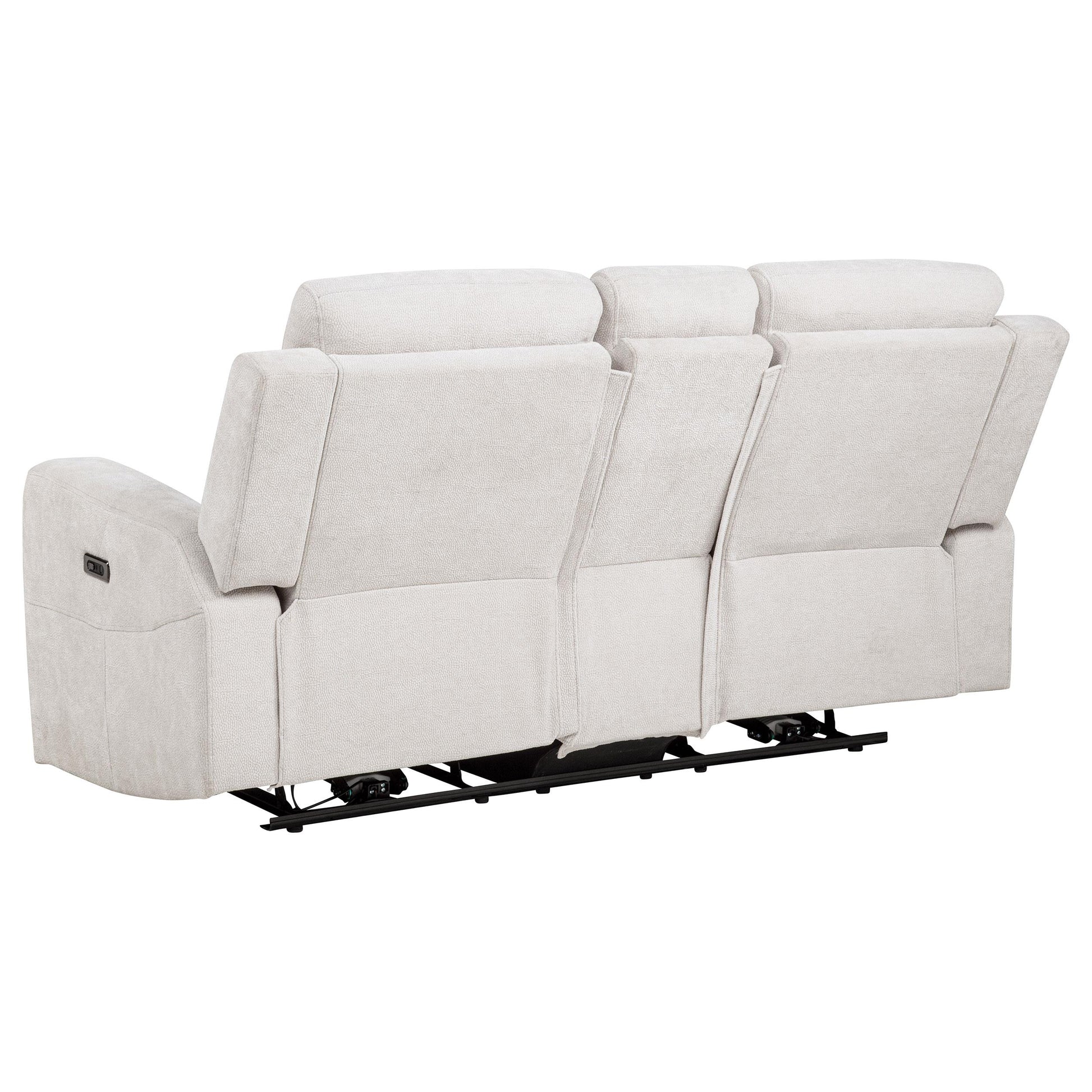  Coaster Furniture Kennett 610152P Chenille Upholstered Power Reclining Loveseat - Ivory IMAGE 3