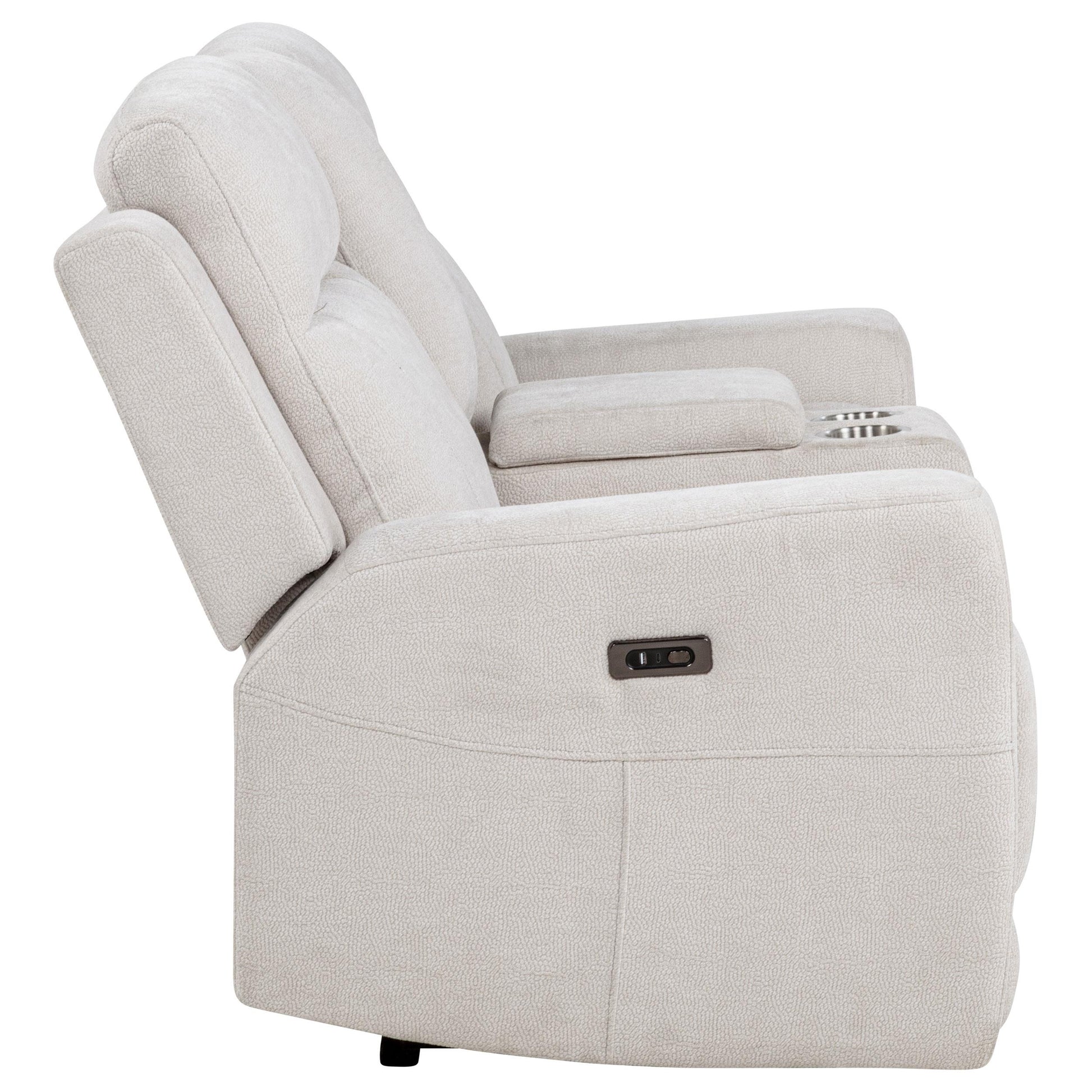  Coaster Furniture Kennett 610152P Chenille Upholstered Power Reclining Loveseat - Ivory IMAGE 5