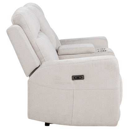  Coaster Furniture Kennett 610152P Chenille Upholstered Power Reclining Loveseat - Ivory IMAGE 5