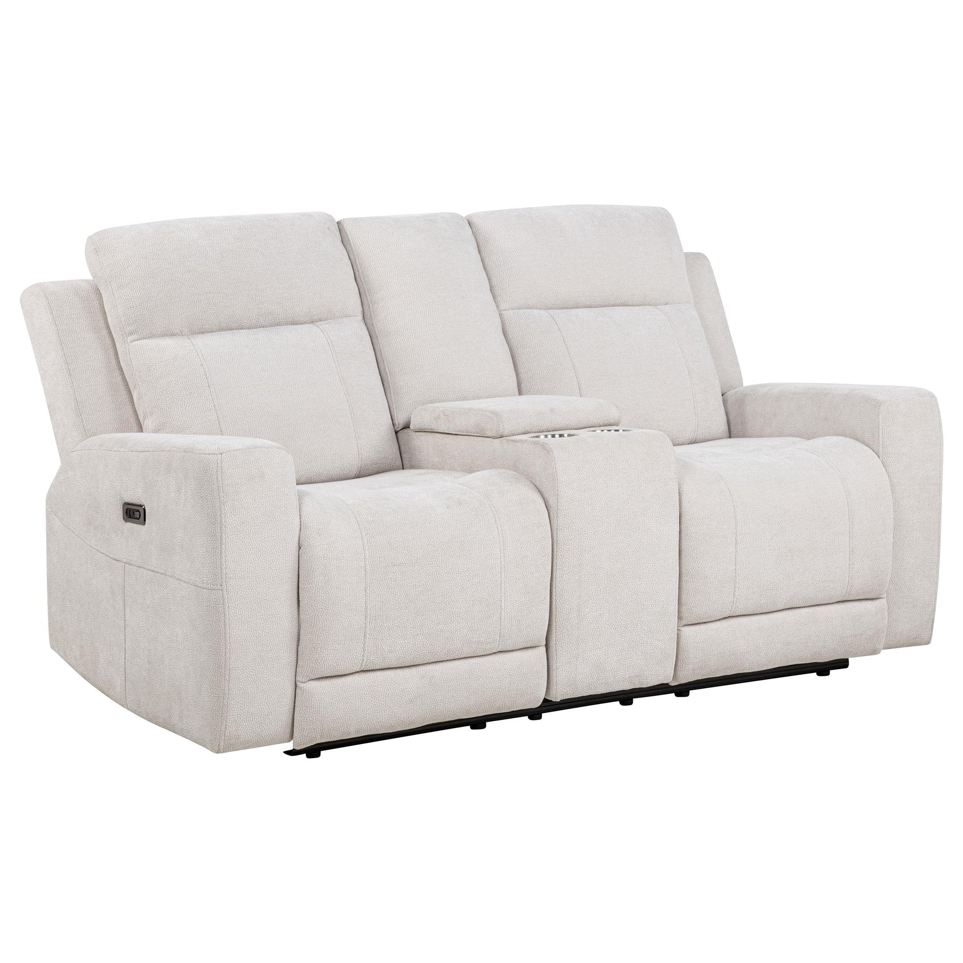  Coaster Furniture Kennett 610152P Chenille Upholstered Power Reclining Loveseat - Ivory IMAGE 8