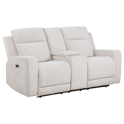  Coaster Furniture Kennett 610152P Chenille Upholstered Power Reclining Loveseat - Ivory IMAGE 8
