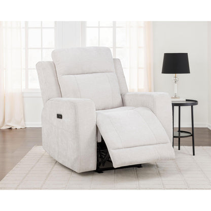  Coaster Furniture Kennett 610153P Chenille Upholstered Power Recliner Chair - Ivory IMAGE 6