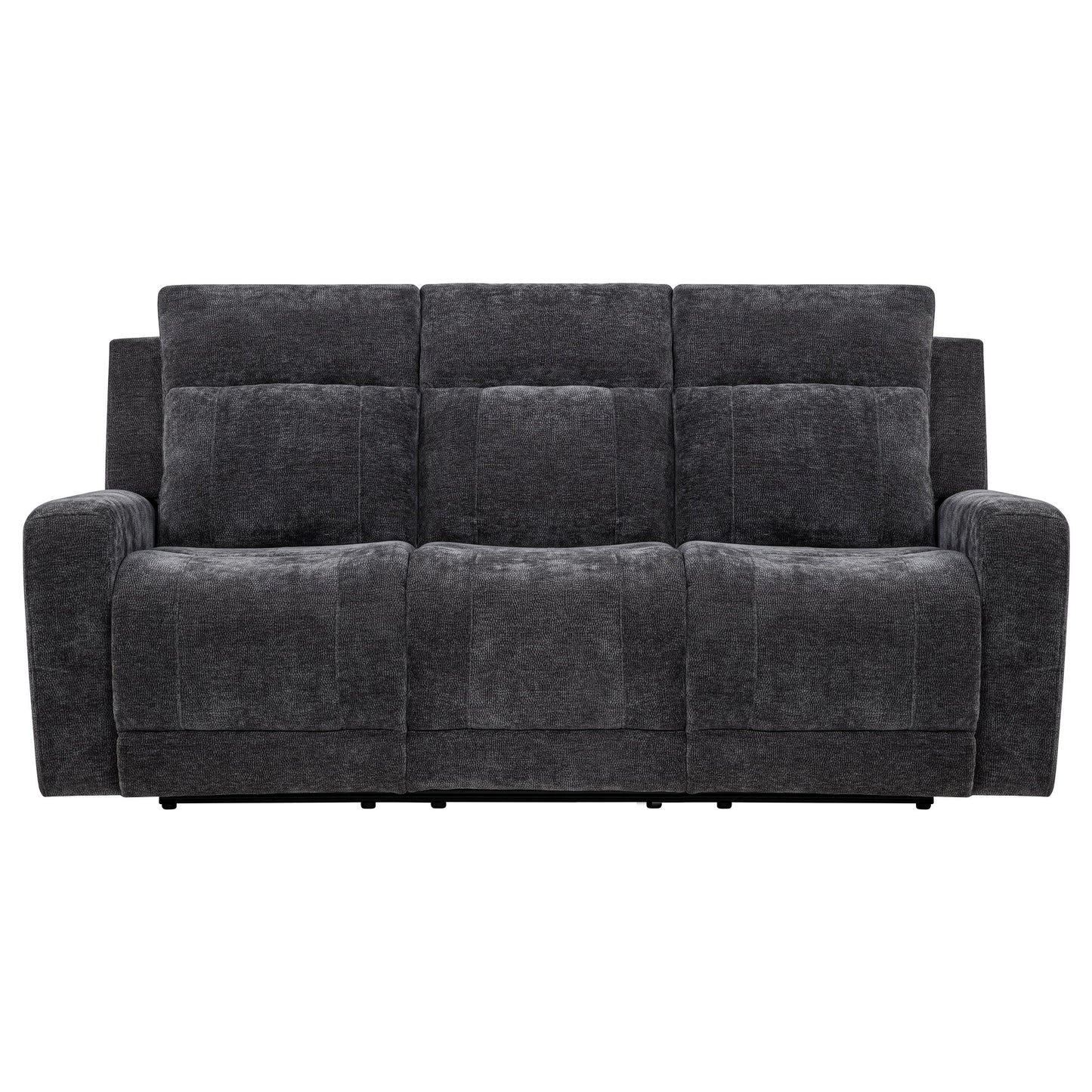  Coaster Furniture Kennett 610154P Chenille Upholstered Power Reclining Sofa - Dark Grey IMAGE 3