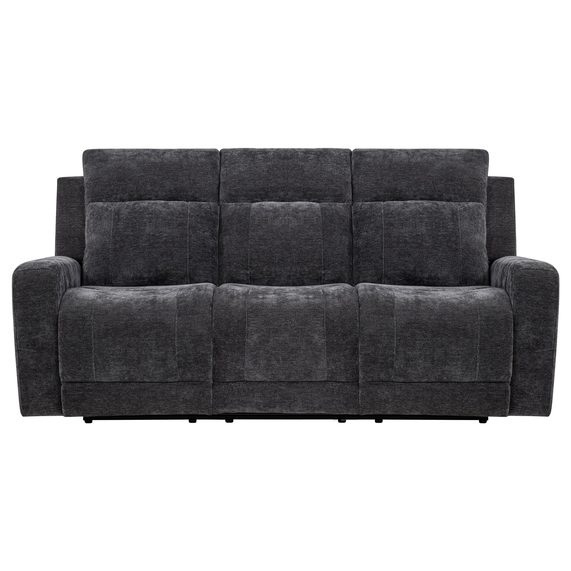  Coaster Furniture Kennett 610154P Chenille Upholstered Power Reclining Sofa - Dark Grey IMAGE 3