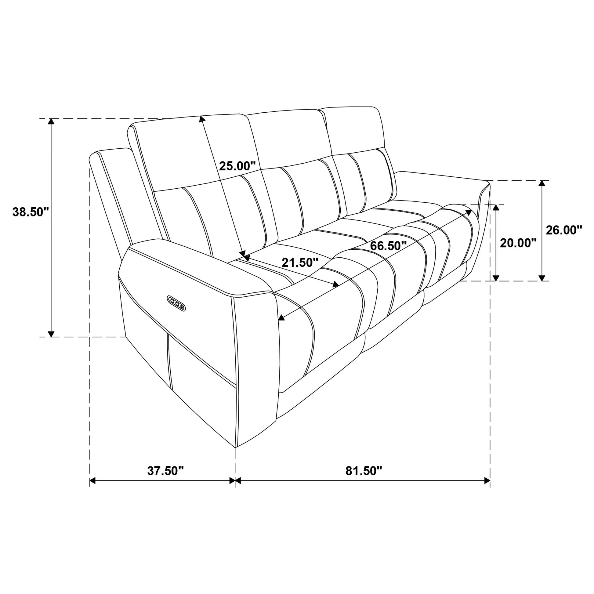  Coaster Furniture Kennett 610154P Chenille Upholstered Power Reclining Sofa - Dark Grey IMAGE 7