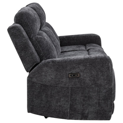  Coaster Furniture Kennett 610154P Chenille Upholstered Power Reclining Sofa - Dark Grey IMAGE 8