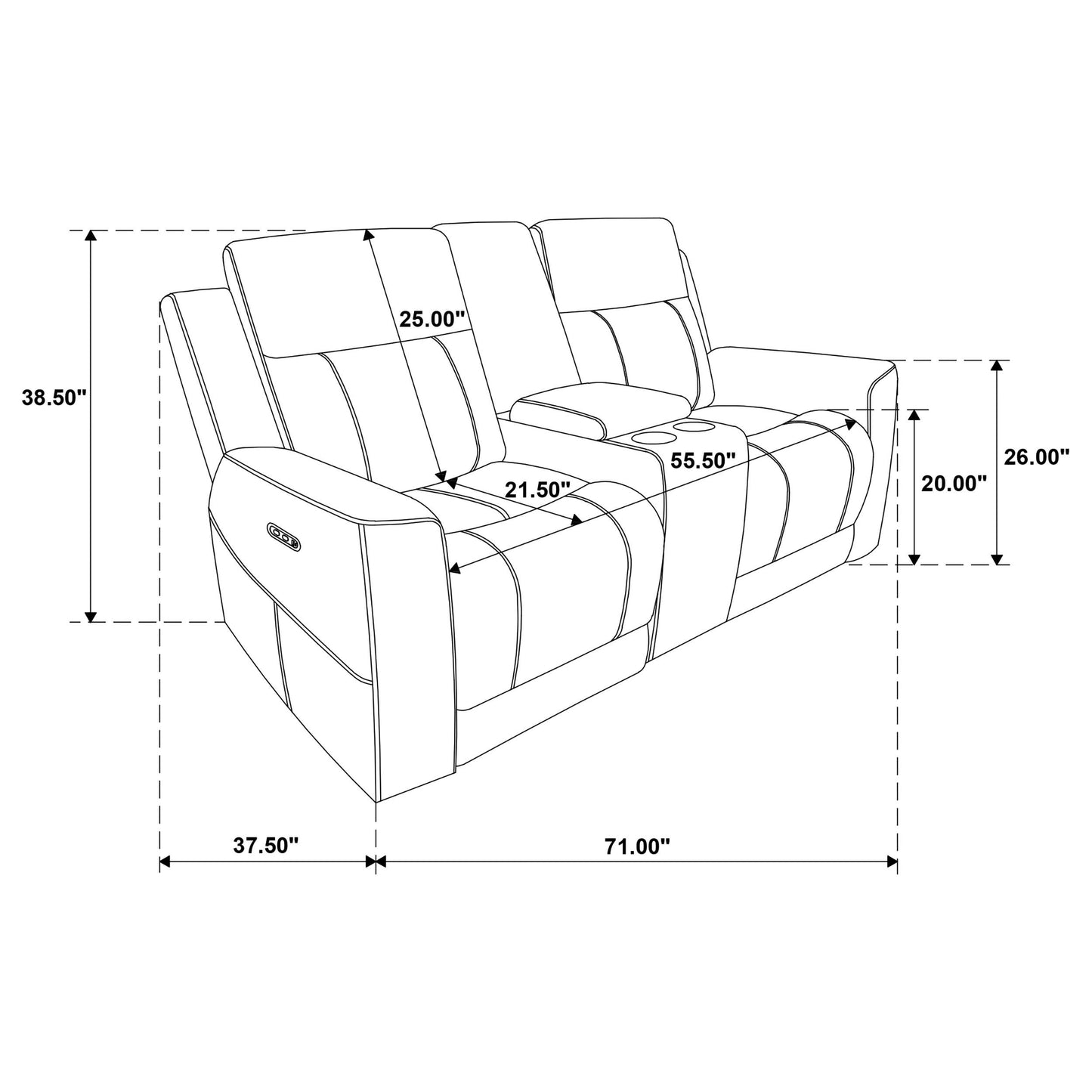  Coaster Furniture Kennett 610155P Chenille Upholstered Power Reclining Loveseat - Grey IMAGE 10