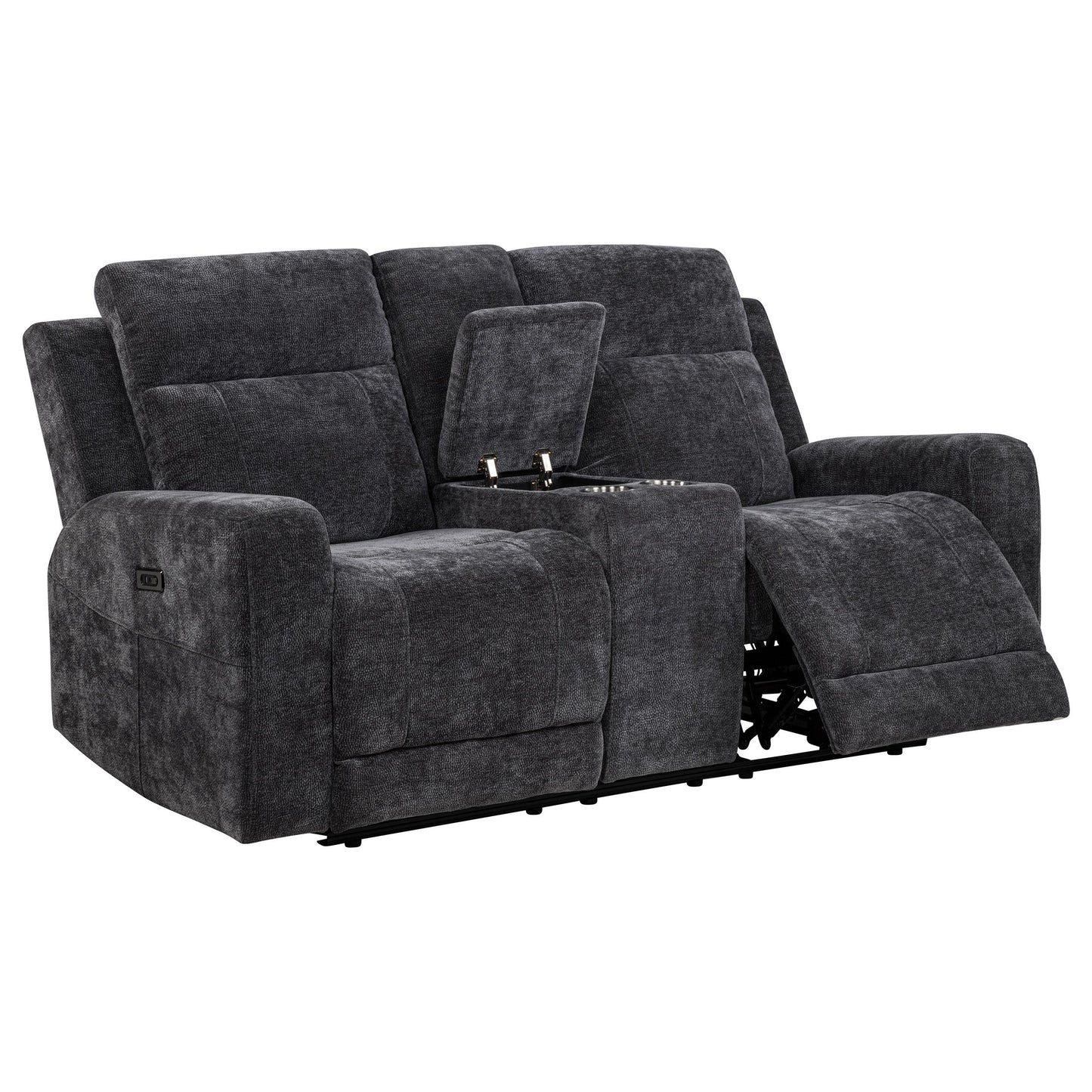  Coaster Furniture Kennett 610155P Chenille Upholstered Power Reclining Loveseat - Grey IMAGE 2