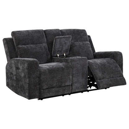  Coaster Furniture Kennett 610155P Chenille Upholstered Power Reclining Loveseat - Grey IMAGE 2