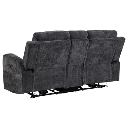  Coaster Furniture Kennett 610155P Chenille Upholstered Power Reclining Loveseat - Grey IMAGE 3