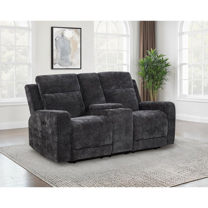 Coaster Furniture Kennett 610155P Chenille Upholstered Power Reclining Loveseat - Grey IMAGE 4