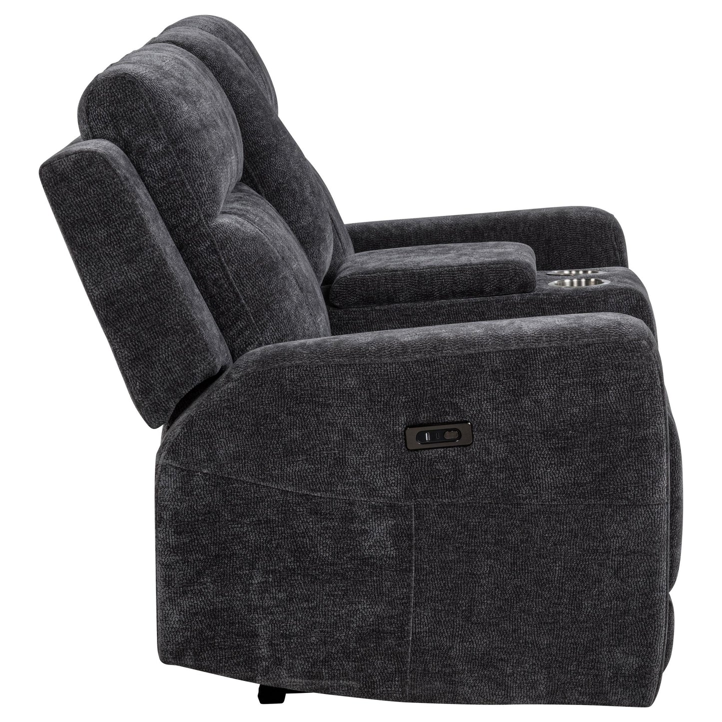  Coaster Furniture Kennett 610155P Chenille Upholstered Power Reclining Loveseat - Grey IMAGE 5
