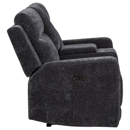  Coaster Furniture Kennett 610155P Chenille Upholstered Power Reclining Loveseat - Grey IMAGE 5