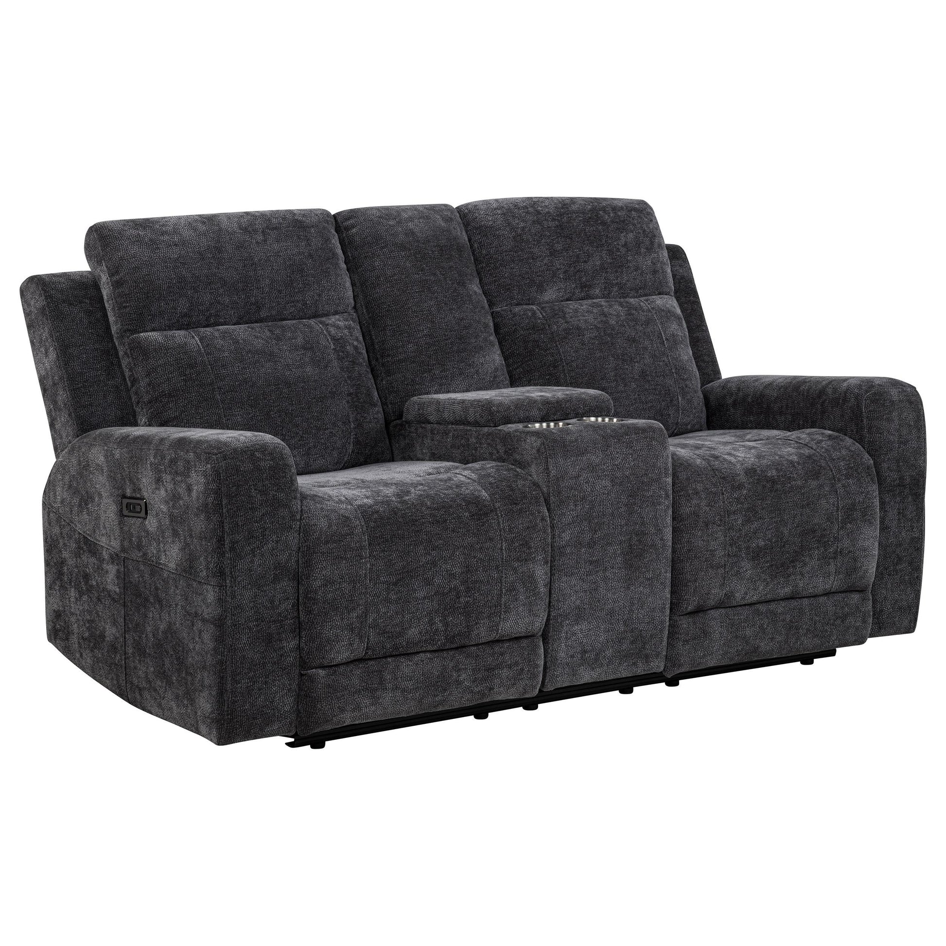  Coaster Furniture Kennett 610155P Chenille Upholstered Power Reclining Loveseat - Grey IMAGE 8