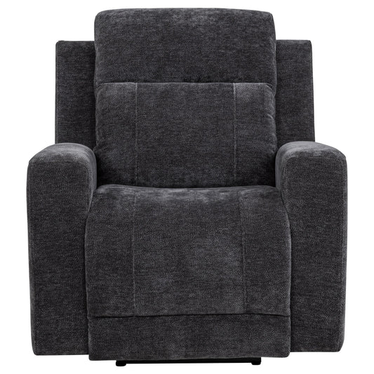  Coaster Furniture Kennett 610156P Chenille Upholstered Power Recliner Chair - Dark Grey IMAGE 1