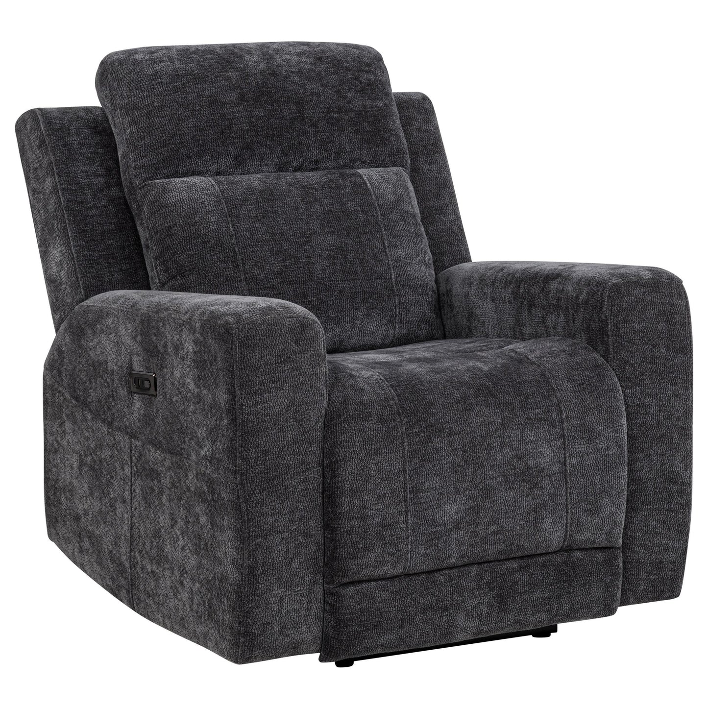  Coaster Furniture Kennett 610156P Chenille Upholstered Power Recliner Chair - Dark Grey IMAGE 11