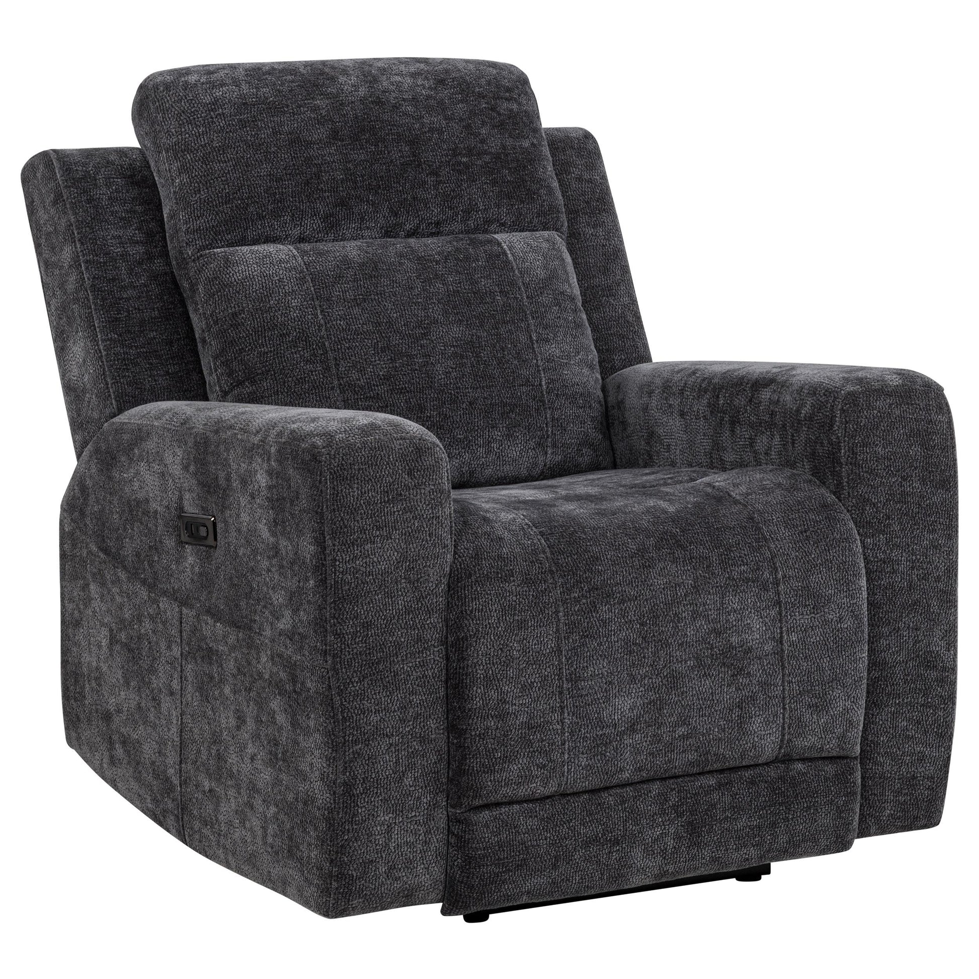  Coaster Furniture Kennett 610156P Chenille Upholstered Power Recliner Chair - Dark Grey IMAGE 11