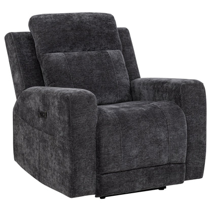  Coaster Furniture Kennett 610156P Chenille Upholstered Power Recliner Chair - Dark Grey IMAGE 11