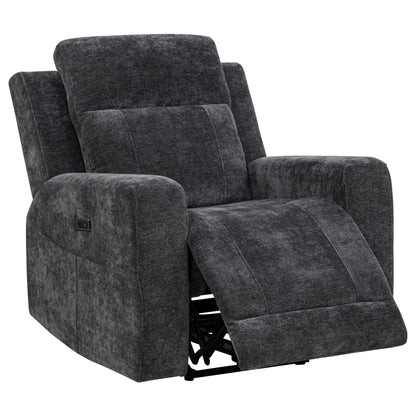  Coaster Furniture Kennett 610156P Chenille Upholstered Power Recliner Chair - Dark Grey IMAGE 2
