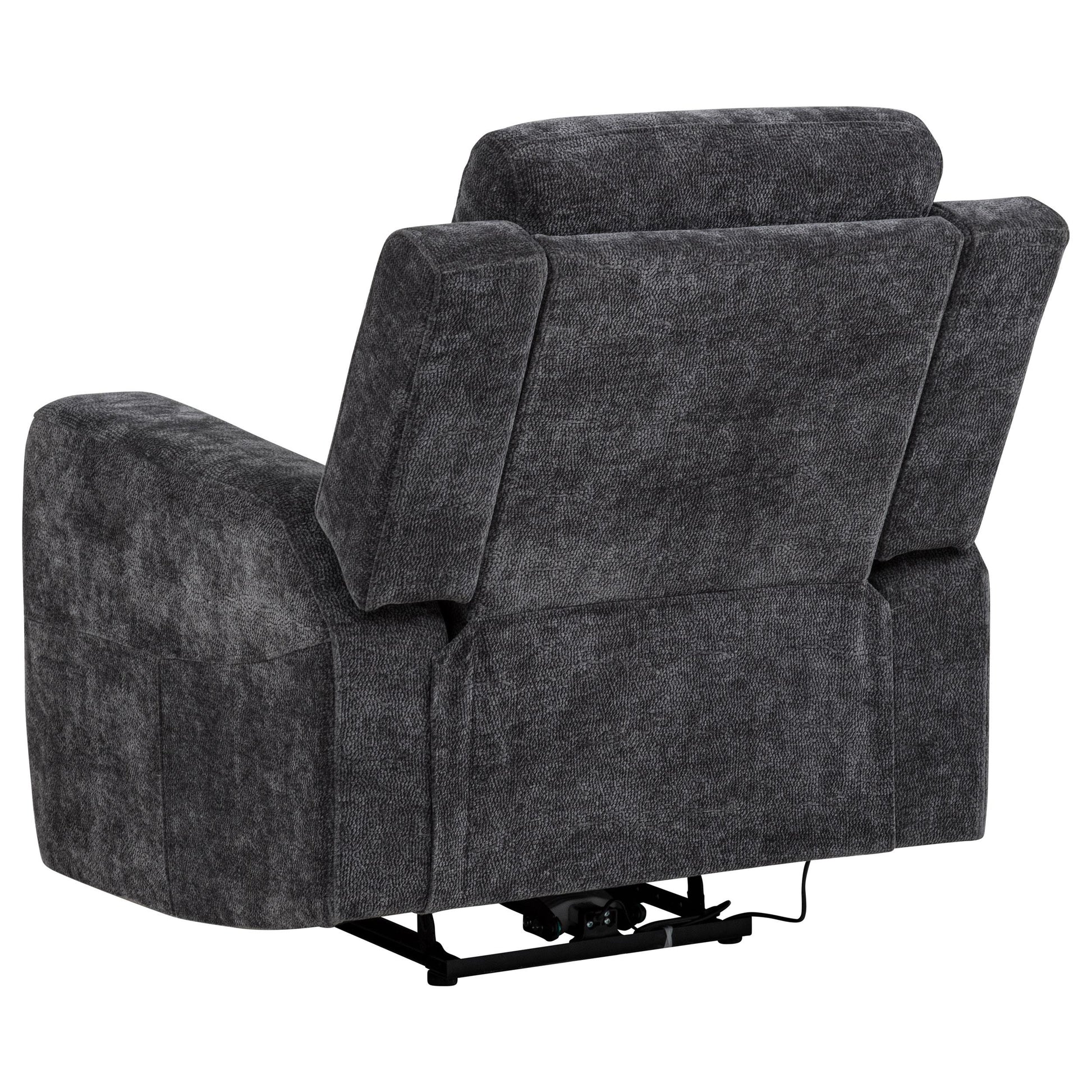  Coaster Furniture Kennett 610156P Chenille Upholstered Power Recliner Chair - Dark Grey IMAGE 3
