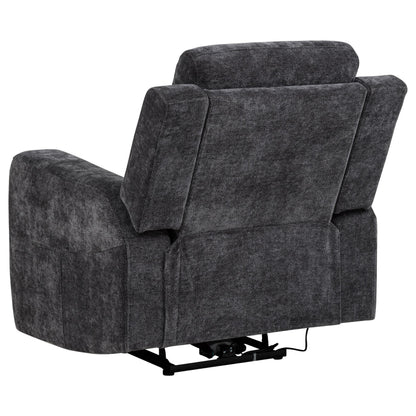  Coaster Furniture Kennett 610156P Chenille Upholstered Power Recliner Chair - Dark Grey IMAGE 3