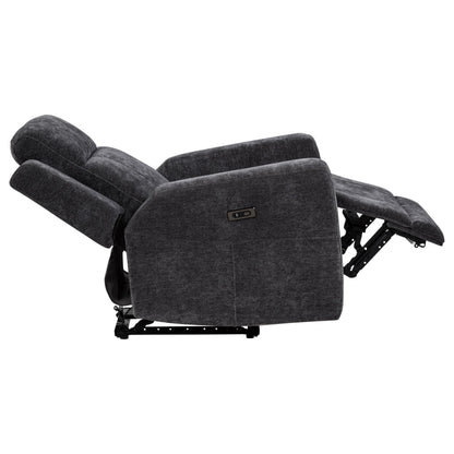  Coaster Furniture Kennett 610156P Chenille Upholstered Power Recliner Chair - Dark Grey IMAGE 6