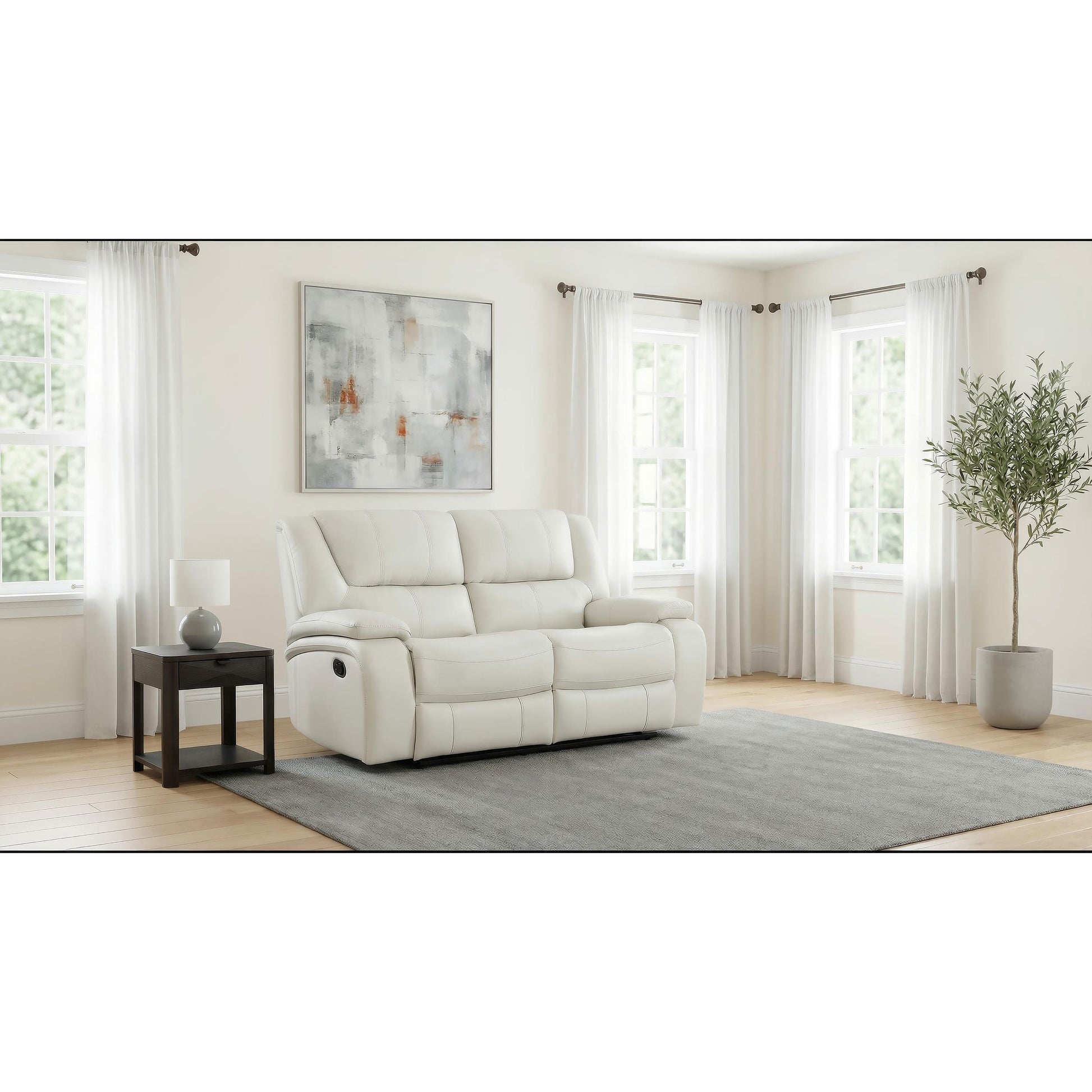  Coaster Furniture Camila 610248 Upholstered Motion Reclining Loveseat - White IMAGE 4