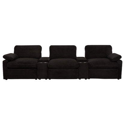 Coaster Furniture Collins 610351PT 5-Piece Power Reclining Home Theater Seating - Chocolate Brown IMAGE 1
