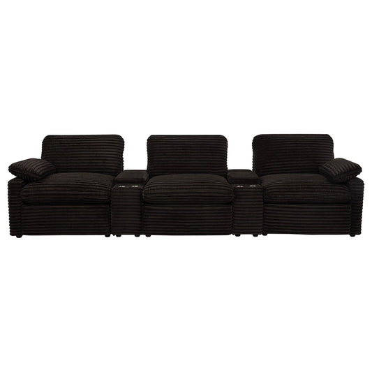  Coaster Furniture Collins 610351PT 5-Piece Power Reclining Home Theater Seating - Chocolate Brown IMAGE 1