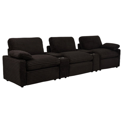  Coaster Furniture Collins 610351PT 5-Piece Power Reclining Home Theater Seating - Chocolate Brown IMAGE 2