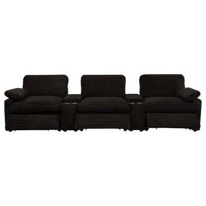  Coaster Furniture Collins 610351PT 5-Piece Power Reclining Home Theater Seating - Chocolate Brown IMAGE 5