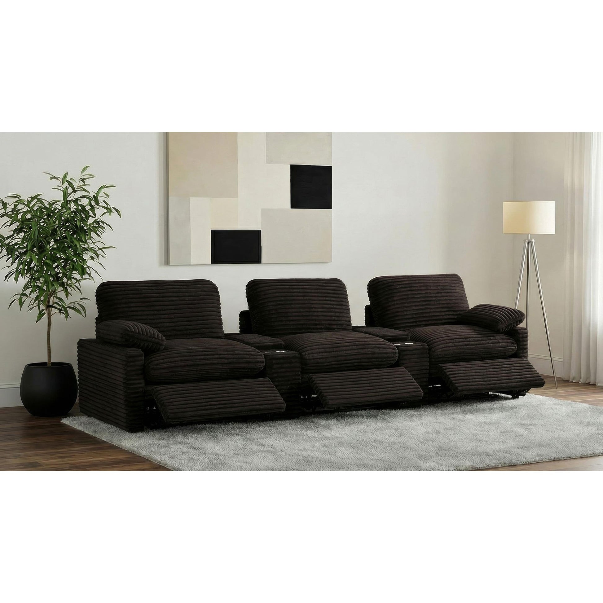  Coaster Furniture Collins 610351PT 5-Piece Power Reclining Home Theater Seating - Chocolate Brown IMAGE 6
