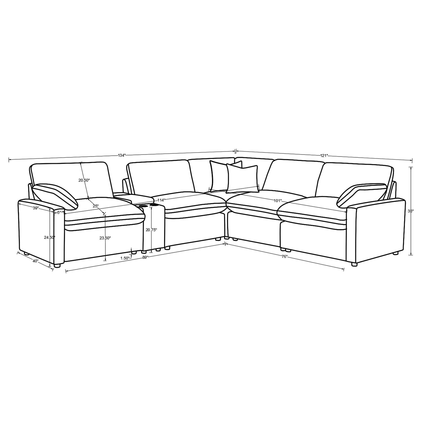  Coaster Furniture Collins 610360P-SET 6-piece Modular Power Reclining Sectional - Black IMAGE 14