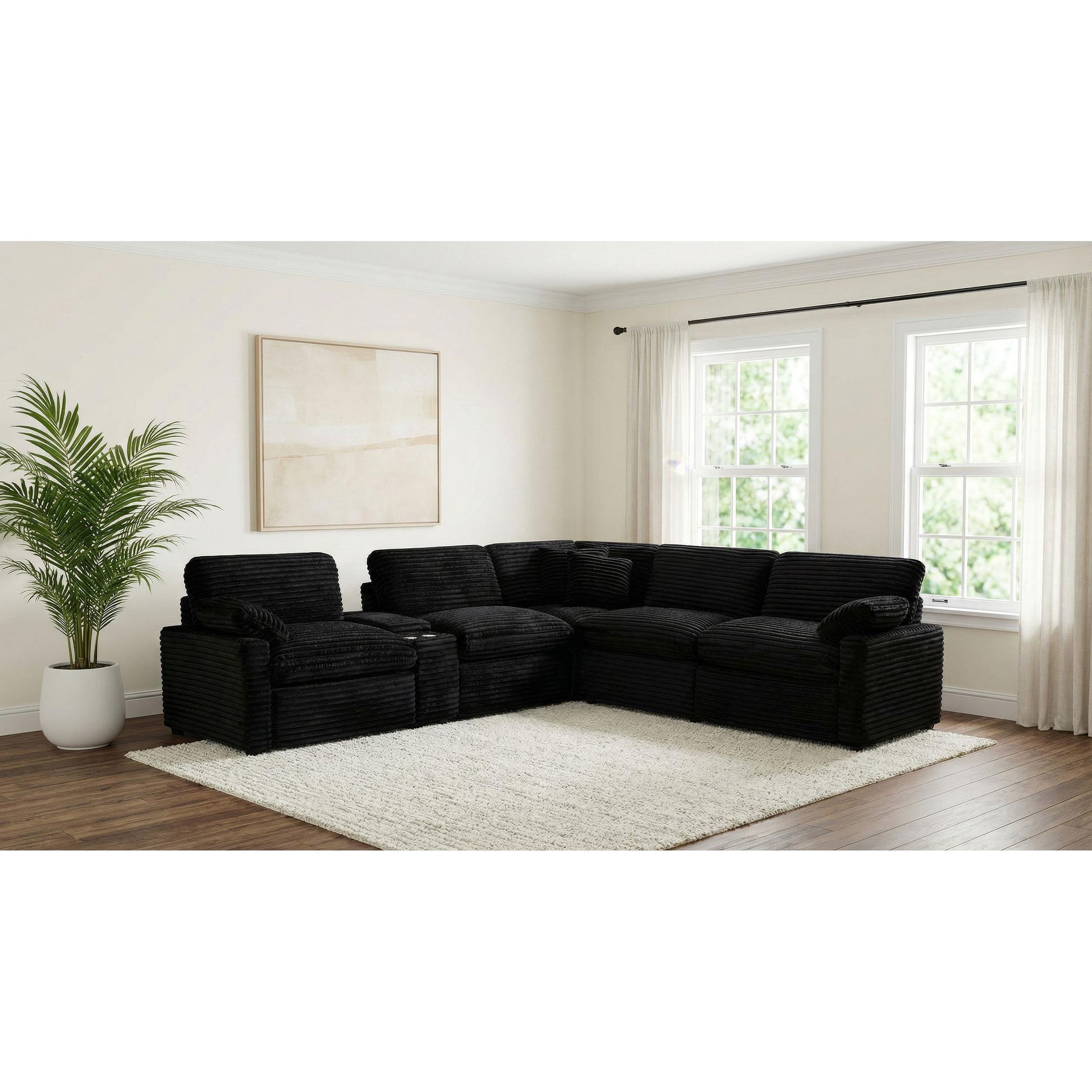  Coaster Furniture Collins 610360P-SET 6-piece Modular Power Reclining Sectional - Black IMAGE 2