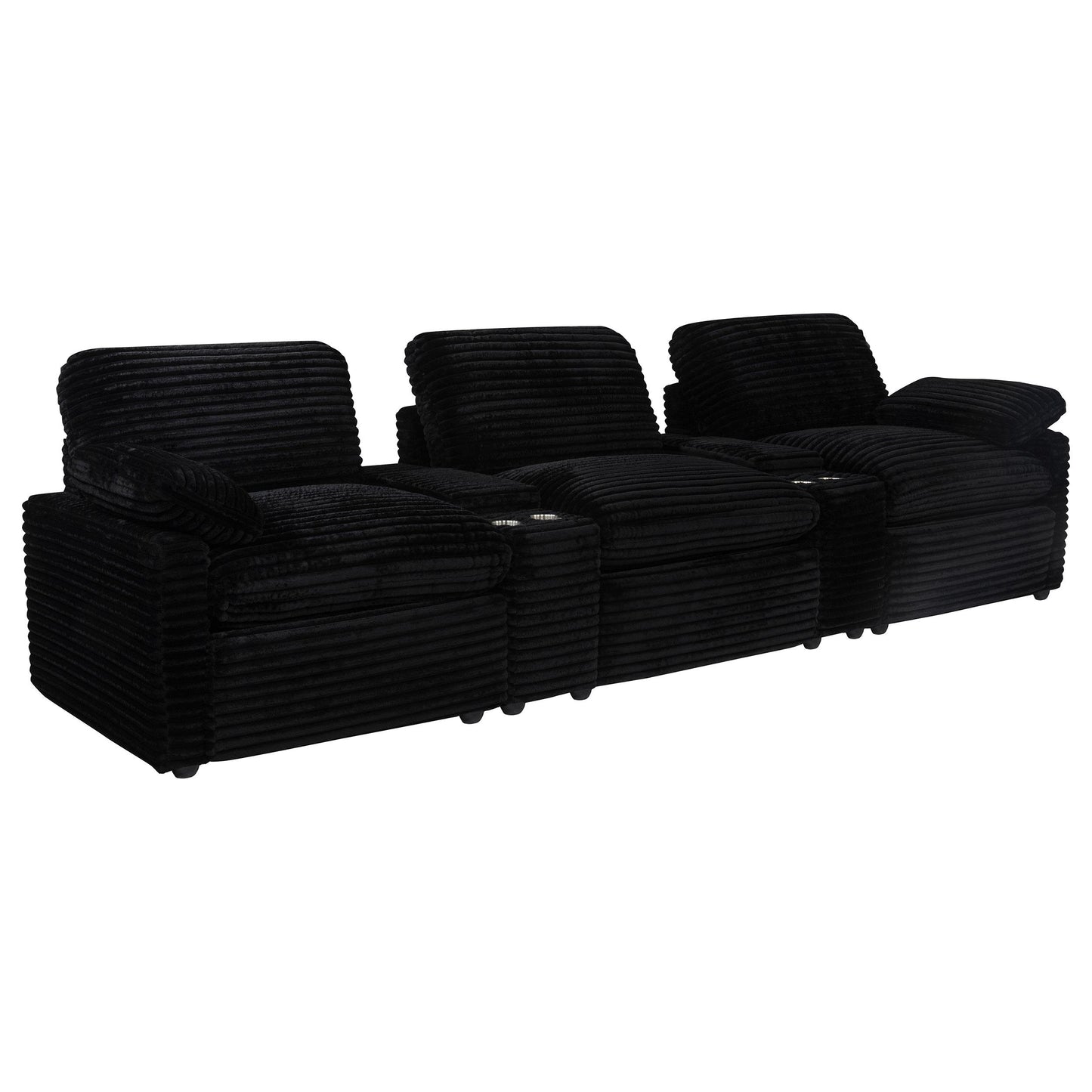  Coaster Furniture Collins 610361PT 5-Piece Power Reclining Home Theater Seating - Black IMAGE 1