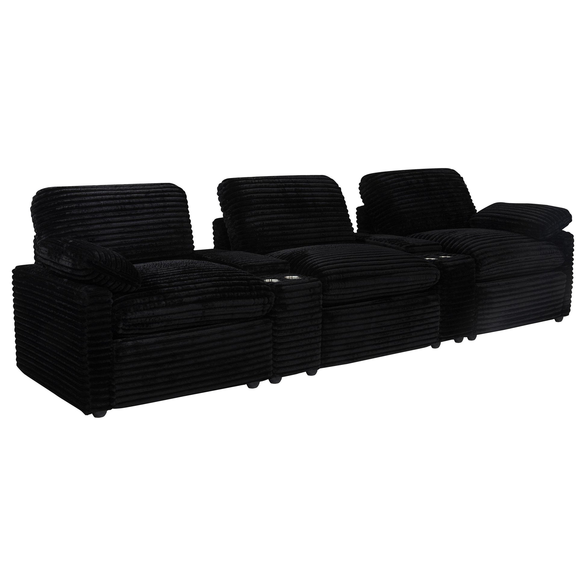  Coaster Furniture Collins 610361PT 5-Piece Power Reclining Home Theater Seating - Black IMAGE 1