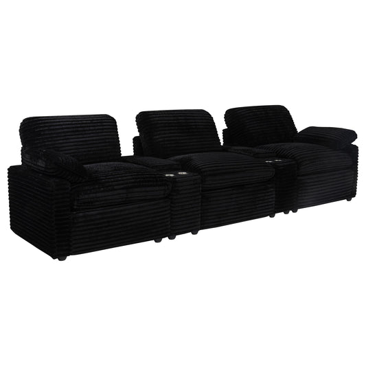 Coaster Furniture Collins 610361PT 5-Piece Power Reclining Home Theater Seating - Black IMAGE 1