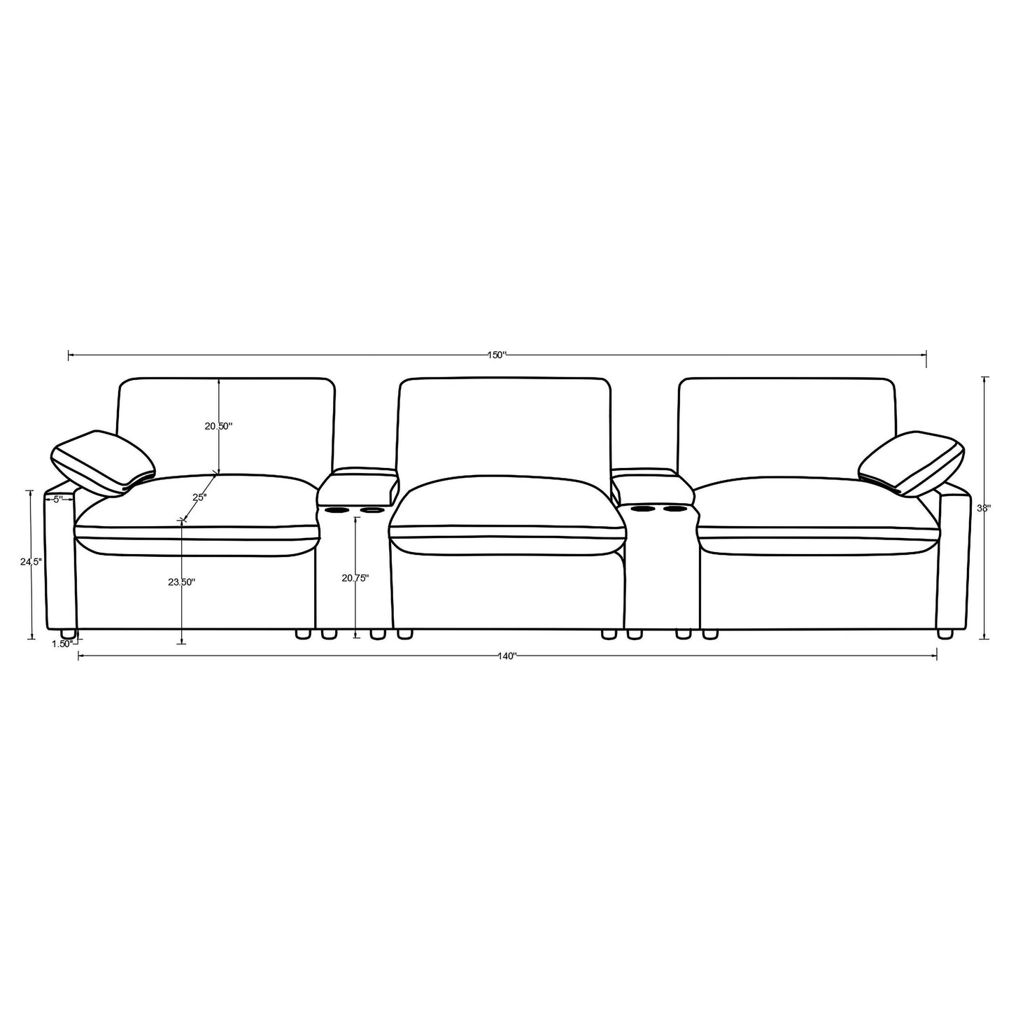  Coaster Furniture Collins 610361PT 5-Piece Power Reclining Home Theater Seating - Black IMAGE 14