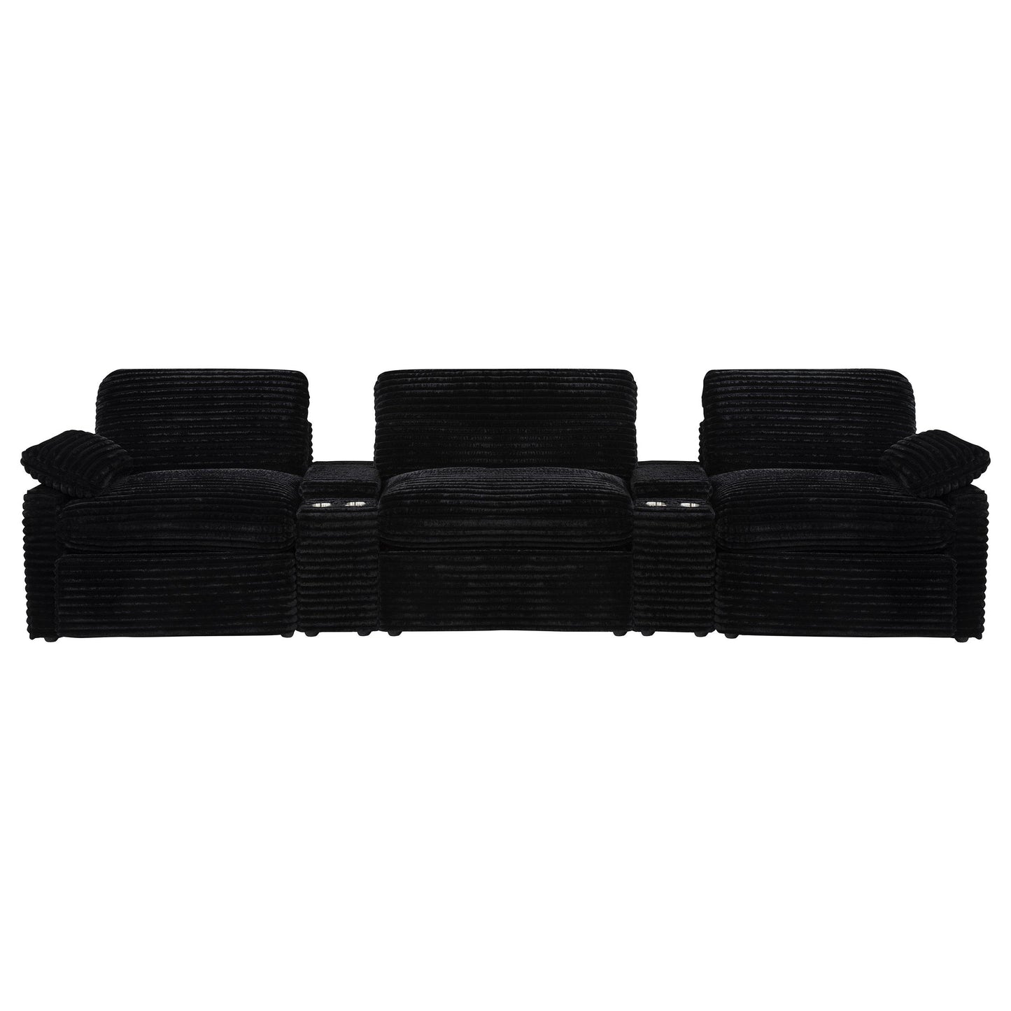  Coaster Furniture Collins 610361PT 5-Piece Power Reclining Home Theater Seating - Black IMAGE 2