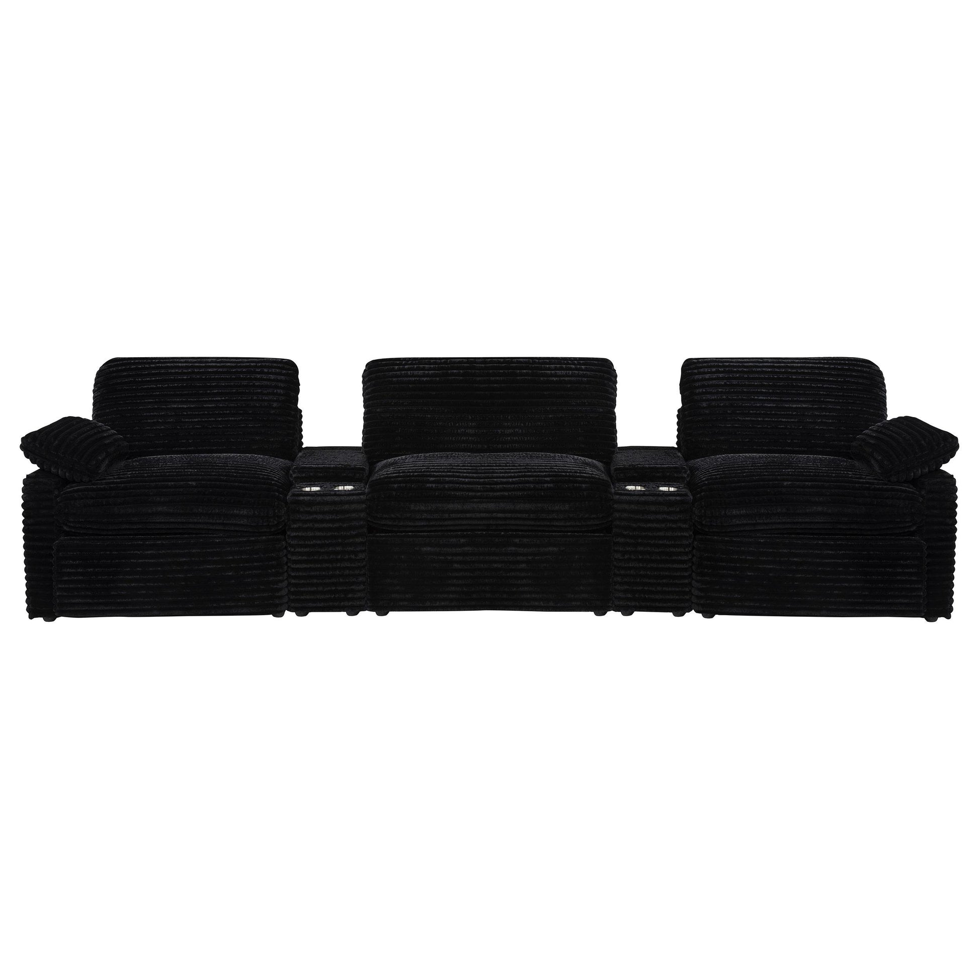  Coaster Furniture Collins 610361PT 5-Piece Power Reclining Home Theater Seating - Black IMAGE 2