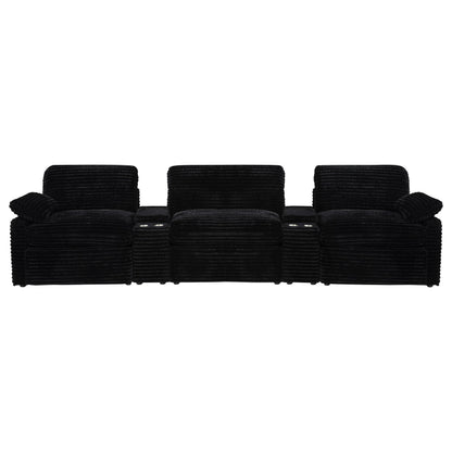  Coaster Furniture Collins 610361PT 5-Piece Power Reclining Home Theater Seating - Black IMAGE 2