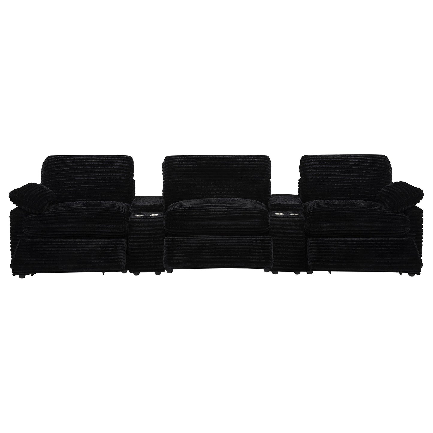  Coaster Furniture Collins 610361PT 5-Piece Power Reclining Home Theater Seating - Black IMAGE 5
