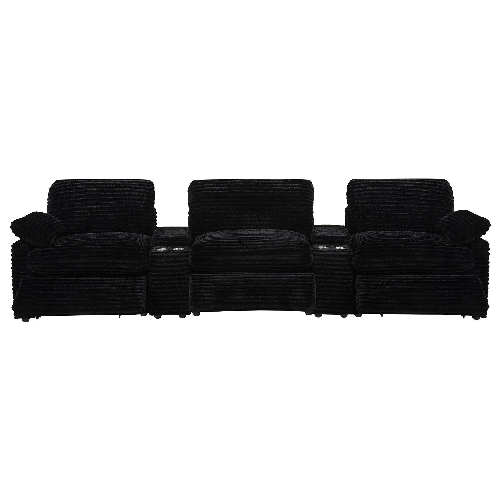  Coaster Furniture Collins 610361PT 5-Piece Power Reclining Home Theater Seating - Black IMAGE 5