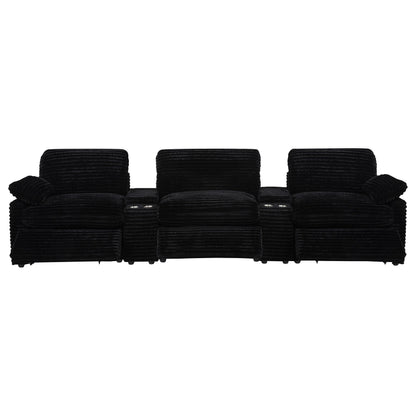  Coaster Furniture Collins 610361PT 5-Piece Power Reclining Home Theater Seating - Black IMAGE 5