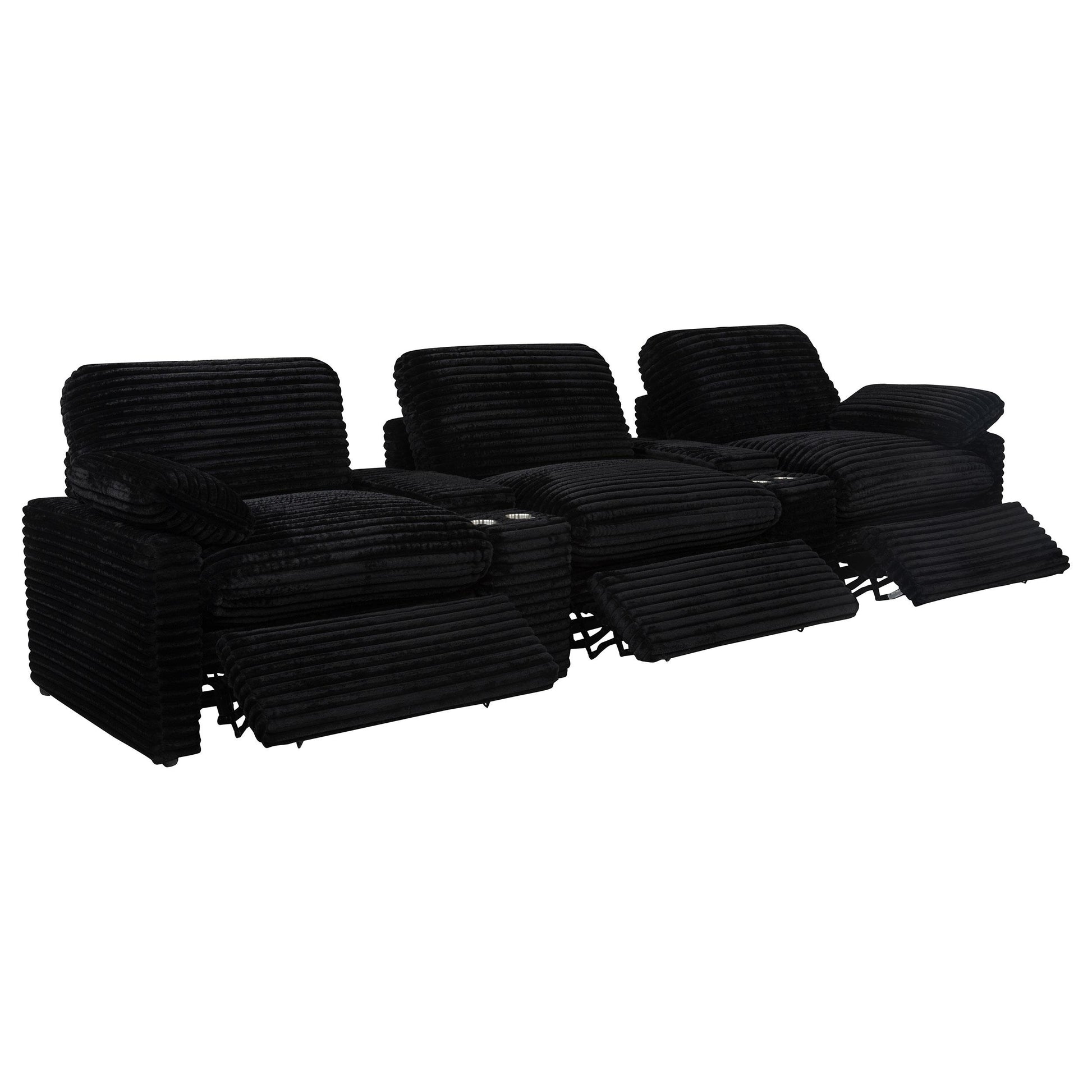  Coaster Furniture Collins 610361PT 5-Piece Power Reclining Home Theater Seating - Black IMAGE 9