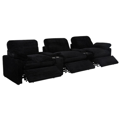  Coaster Furniture Collins 610361PT 5-Piece Power Reclining Home Theater Seating - Black IMAGE 9
