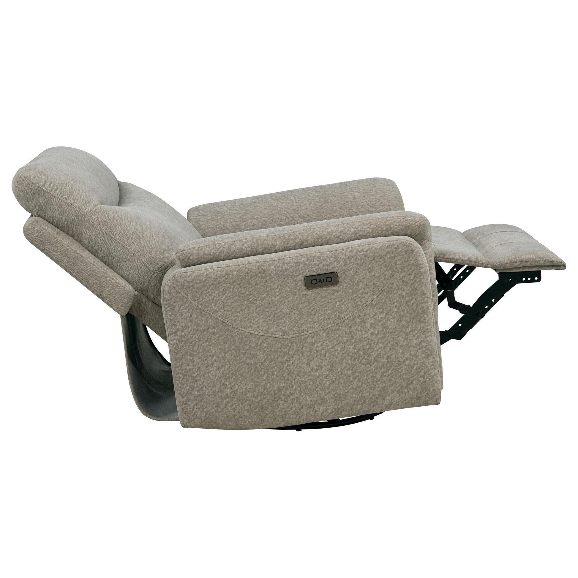  Coaster Furniture Adler 610423P Upholstered Power Swivel Glider Recliner - Greige IMAGE 2