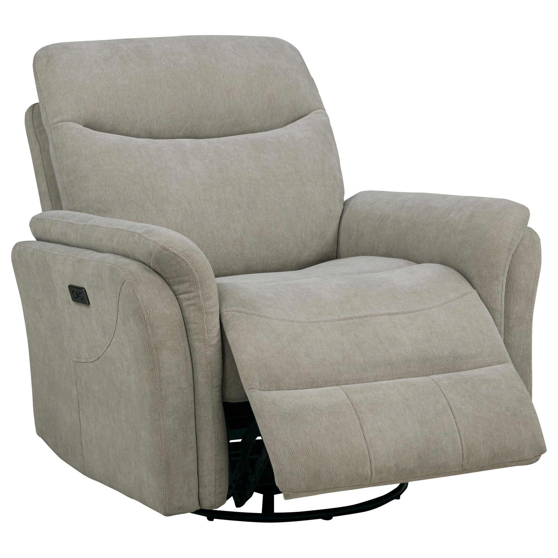  Coaster Furniture Adler 610423P Upholstered Power Swivel Glider Recliner - Greige IMAGE 4